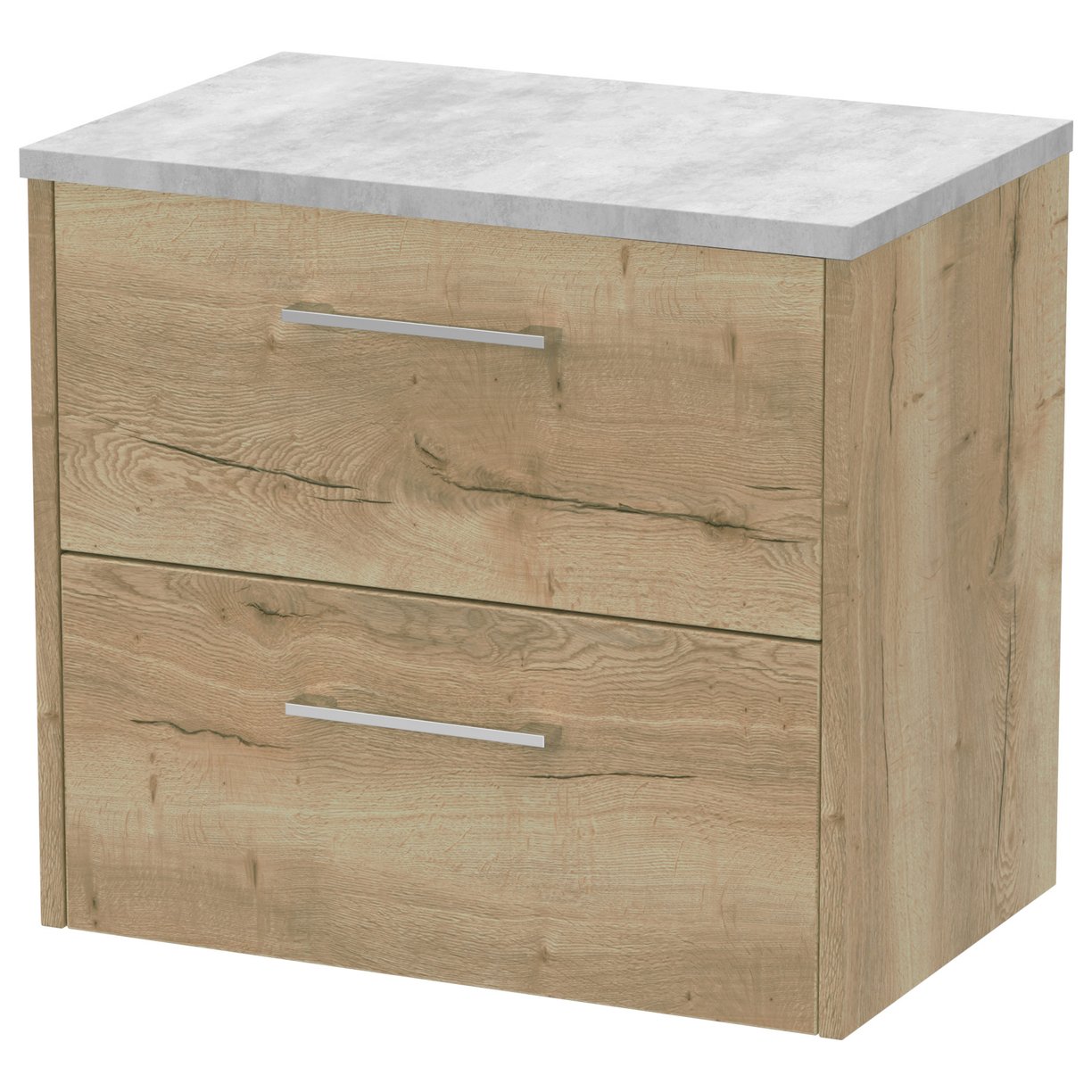 600 Wh 2-Drawer Vanity & Laminate Top - Bleached Oak