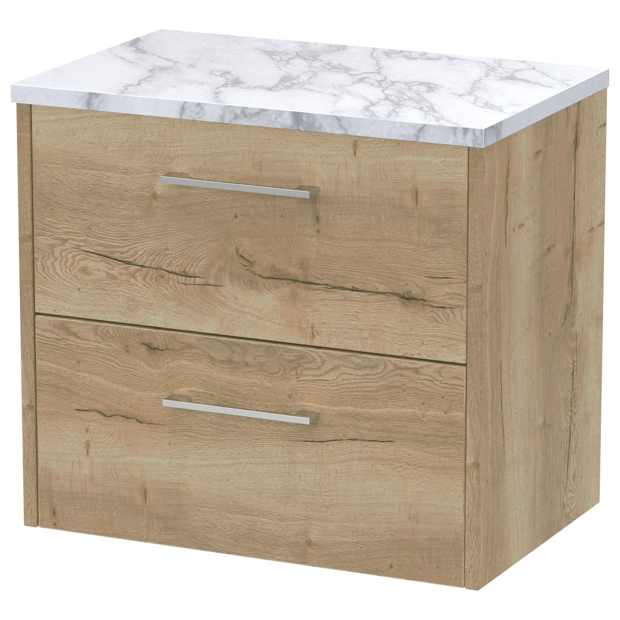 600 Wh 2-Drawer Vanity & Laminate Top - Bleached Oak