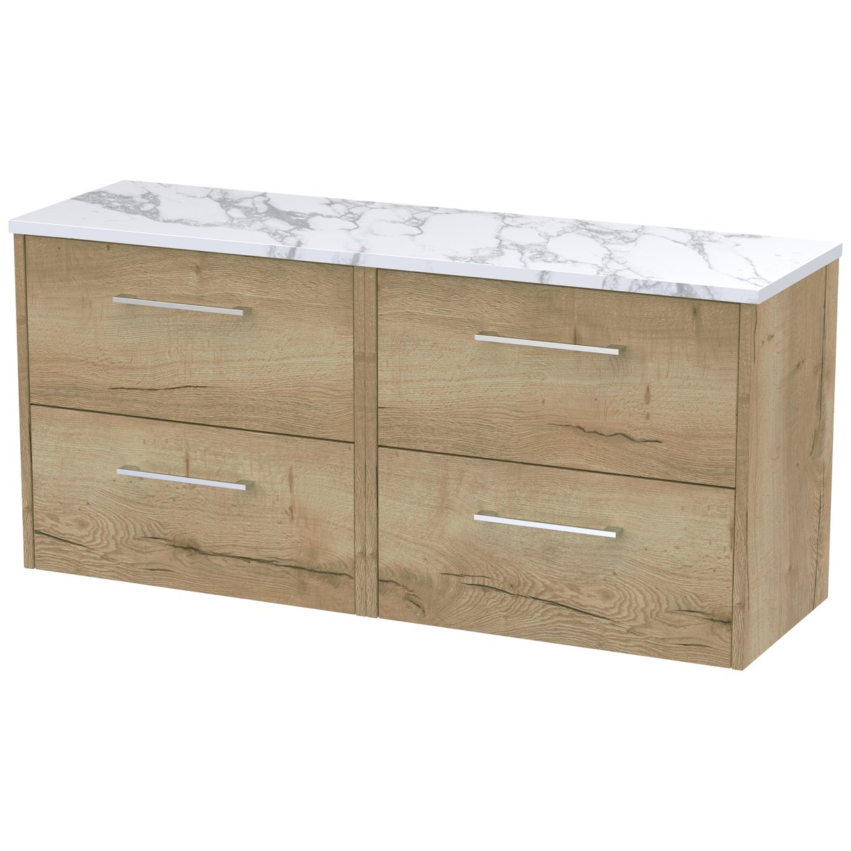 600 Wh 2-Drawer Vanity & Laminate Top - Bleached Oak
