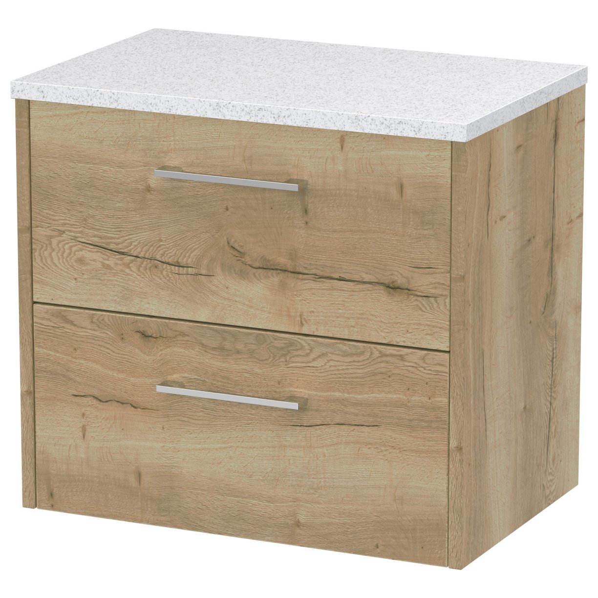 600 Wh 2-Drawer Vanity & Laminate Top - Bleached Oak