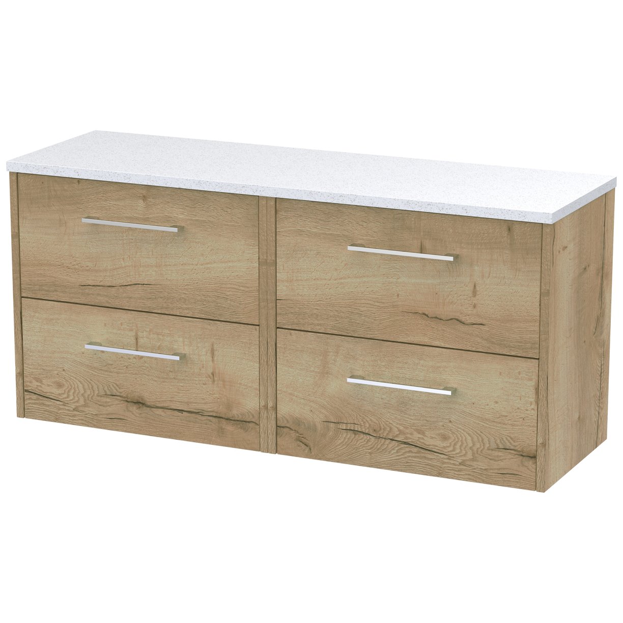 600 Wh 2-Drawer Vanity & Laminate Top - Bleached Oak