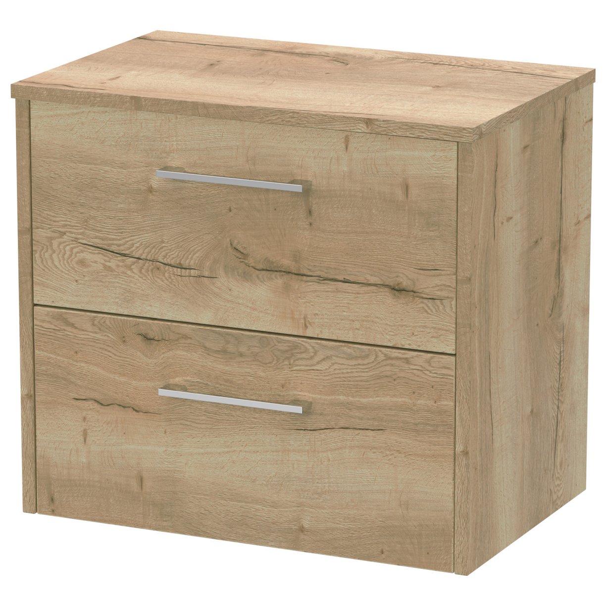600 Wh 2-Drawer Vanity & Worktop - Bleached Oak