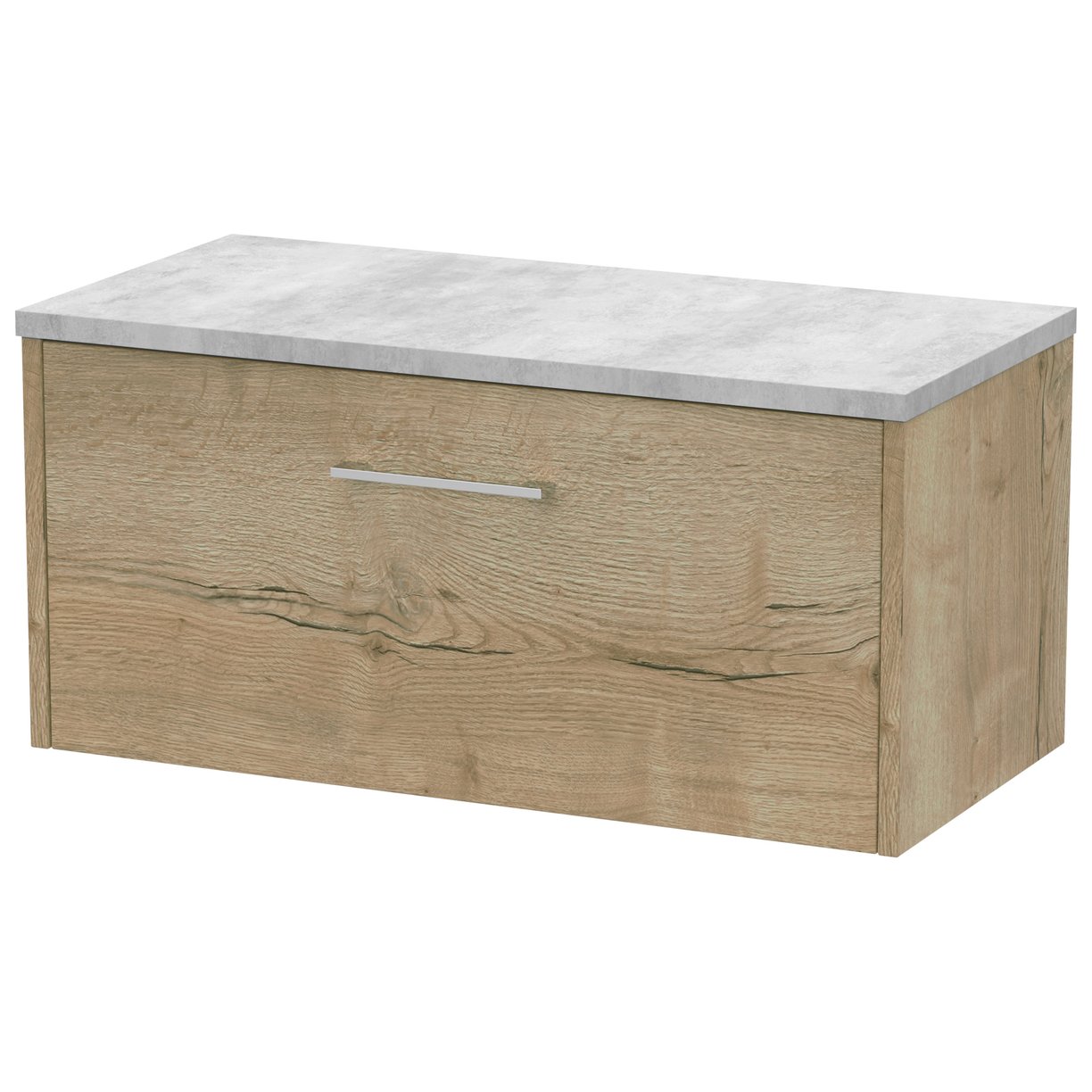 800 Wh Single Drawer Vanity & Laminate Top - Bleached Oak