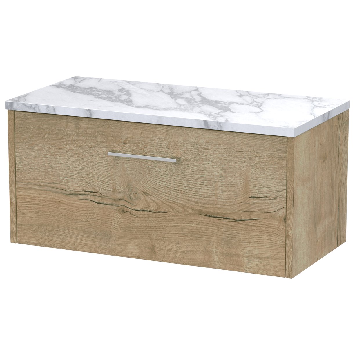 800 Wh Single Drawer Vanity & Laminate T - Bleached Oak