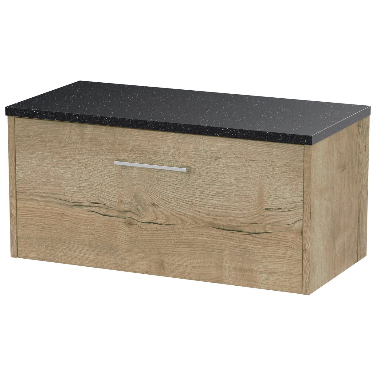 800 Wh Single Drawer Vanity & Laminate Top - Bleached Oak
