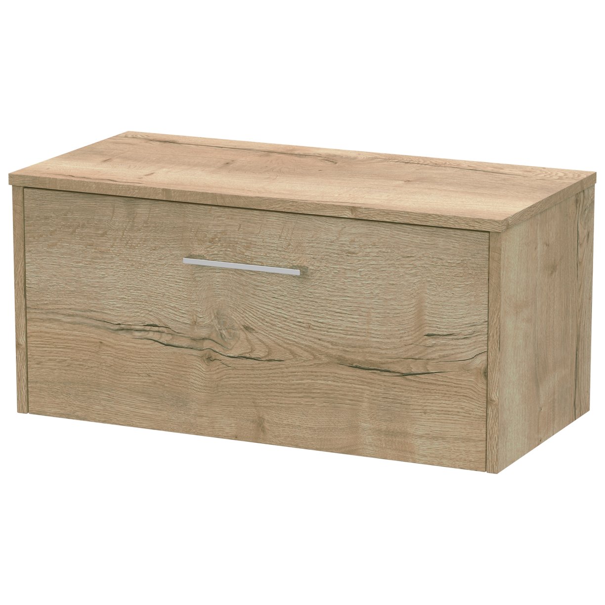 800 Wh Single Drawer Vanity & Worktop - Bleached Oak