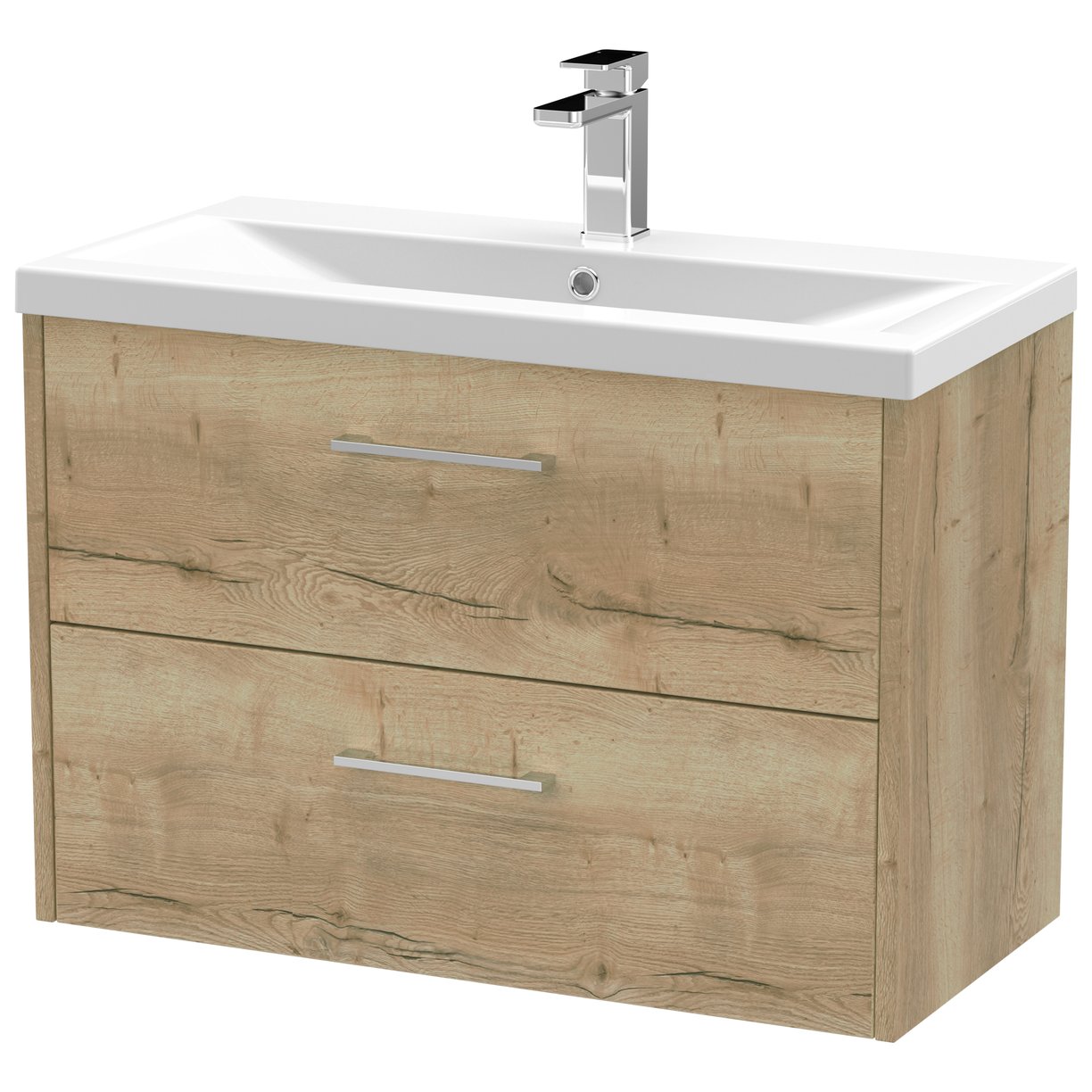800 Wh 2-Drawer Vanity & Basin 1 - Bleached Oak