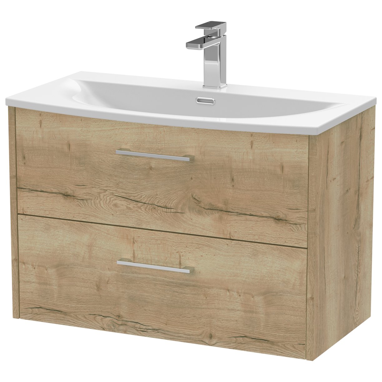 800 Wh 2-Drawer Vanity & Basin 4 - Bleached Oak