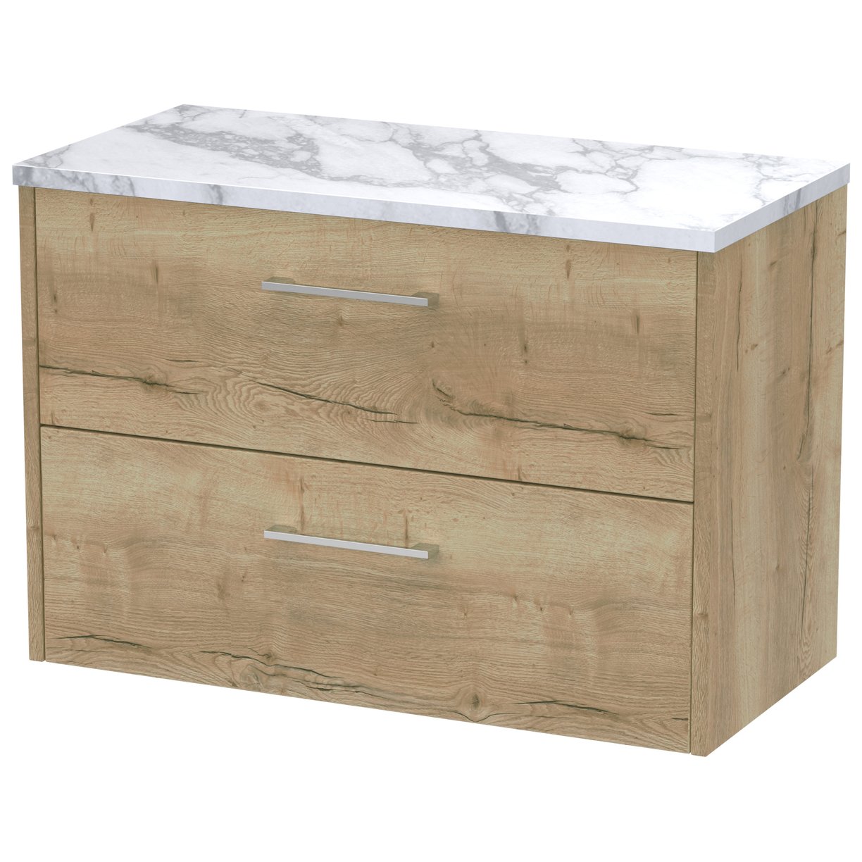 800 Wh 2-Drawer Vanity & Laminate Top - Bleached Oak