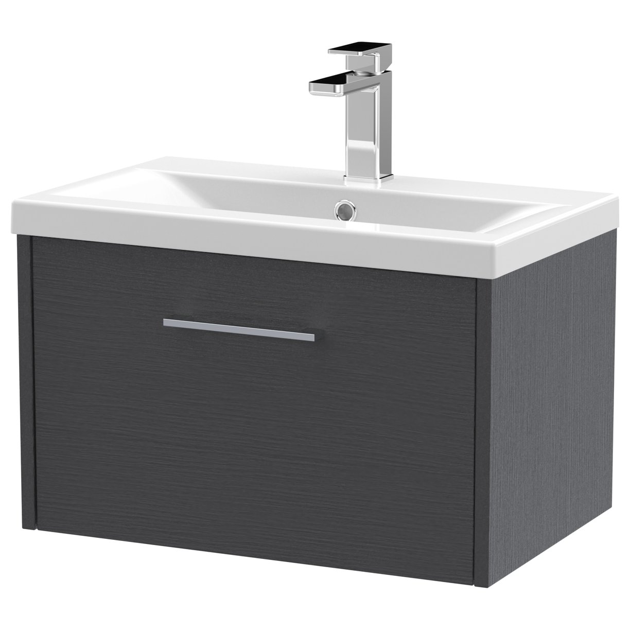 600 Wh Single Drawer Vanity & Basin 1 - Graphite Grey