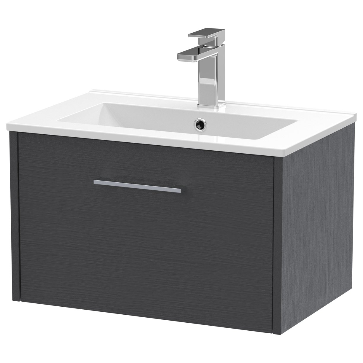 600 Wh Single Drawer Vanity & Basin 2 - Graphite Grey