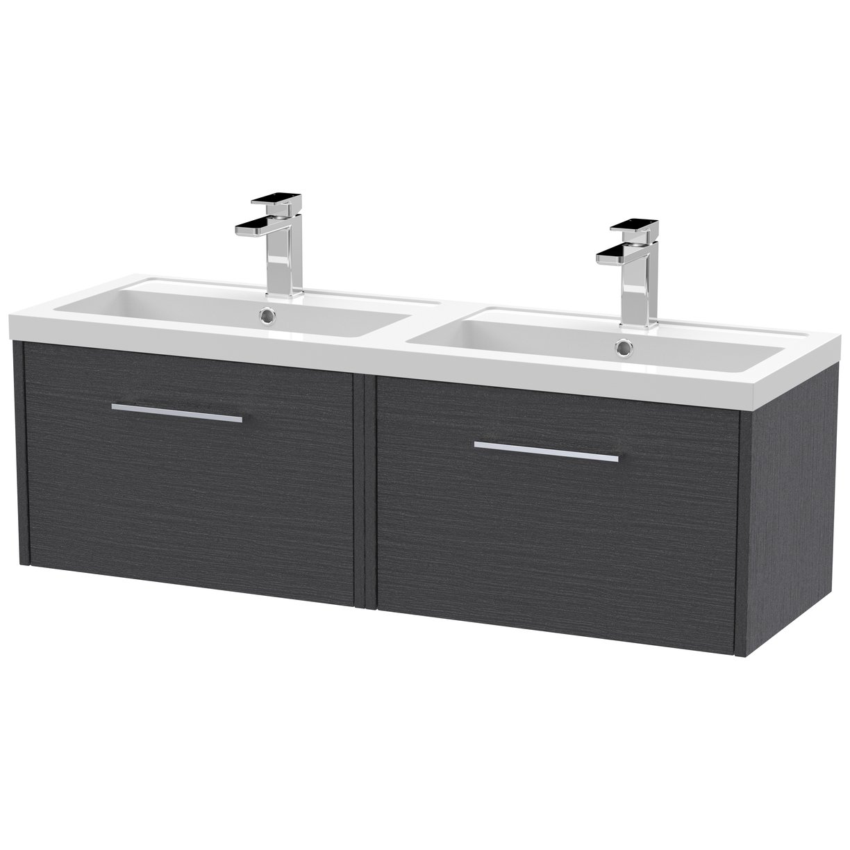 1200 Wh 2-Drawer Vanity & Double Basin - Graphite Grey