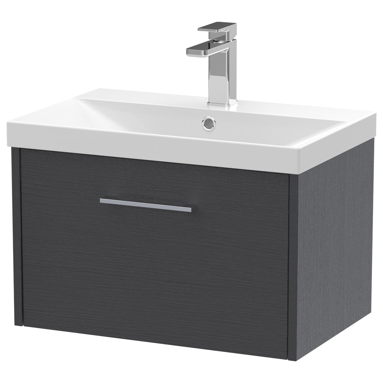 600 Wh Single Drawer Vanity & Basin 3 - Graphite Grey