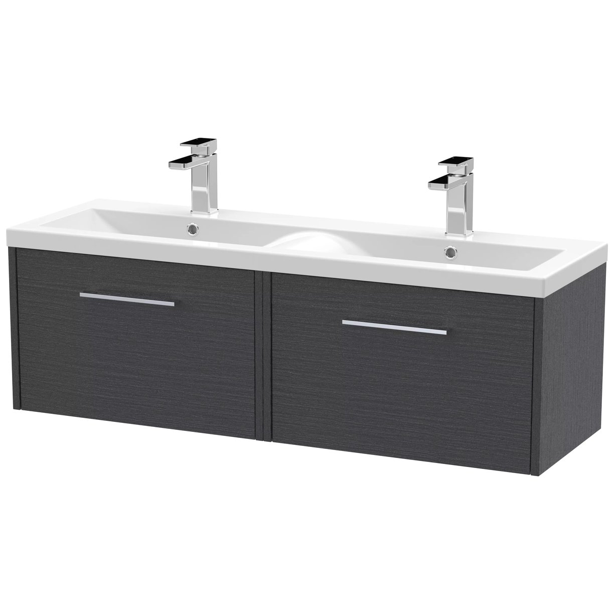 1200 Wh 2-Drawer Vanity & Double Basin - Graphite Grey