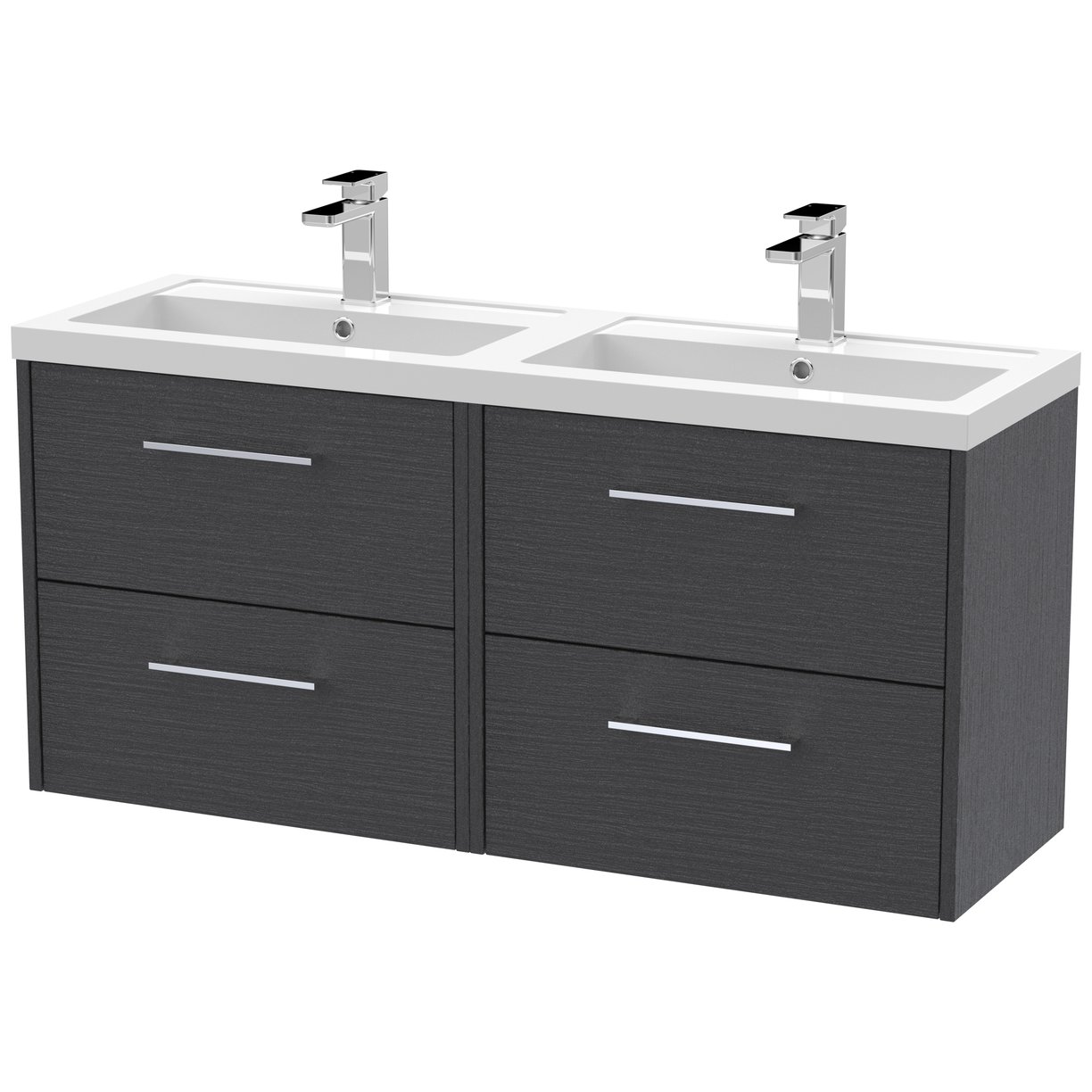 1200 Wh 4-Drawer Vanity & Double Basin - Graphite Grey