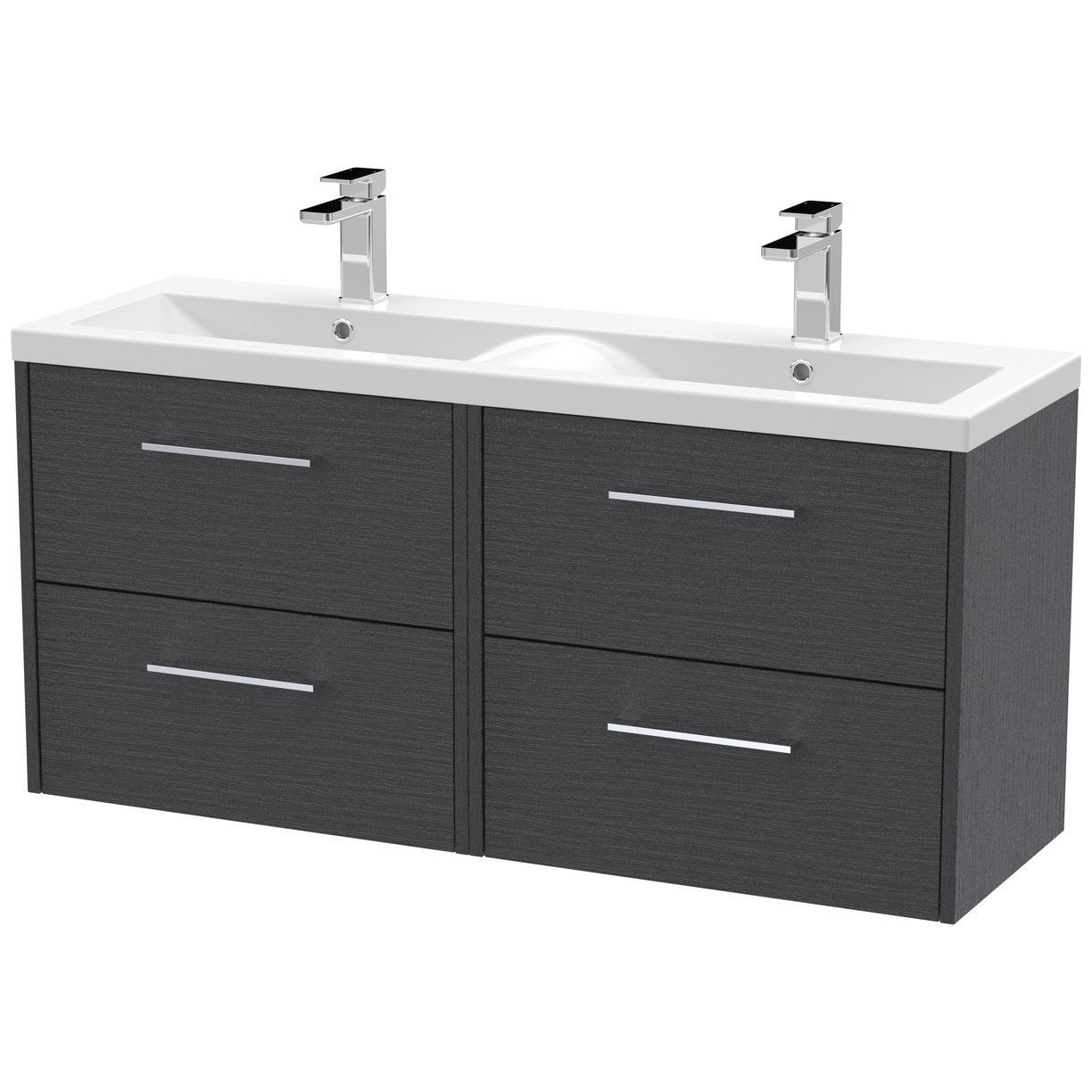 1200 Wh 4-Drawer Vanity & Double Basin - Graphite Grey