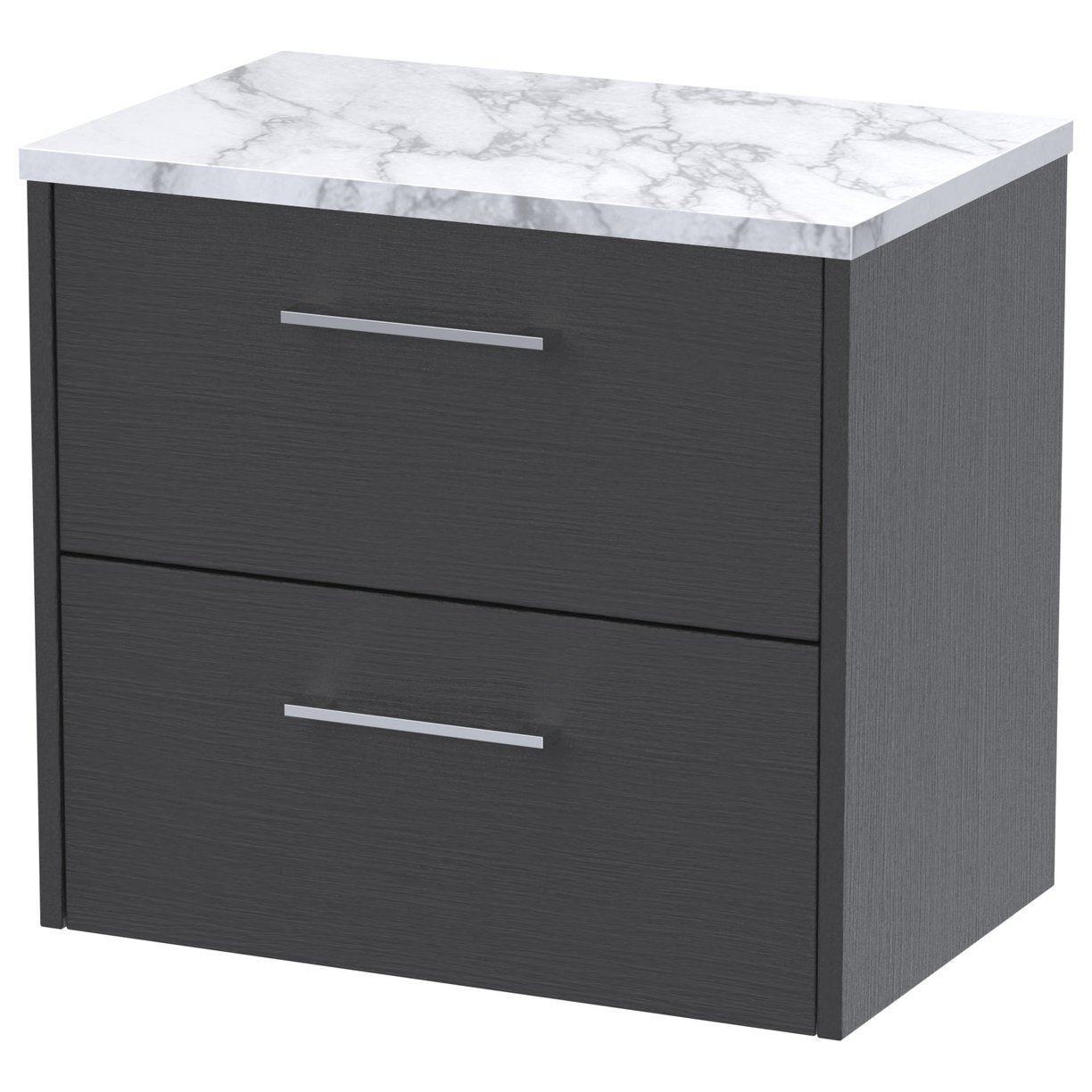 600 Wh 2-Drawer Vanity & Laminate Top - Graphite Grey Woodgrain