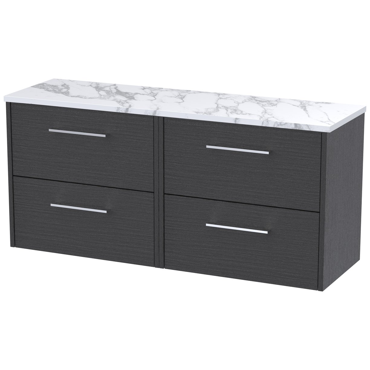 600 Wh 2-Drawer Vanity & Laminate Top - Graphite Grey Woodgrain