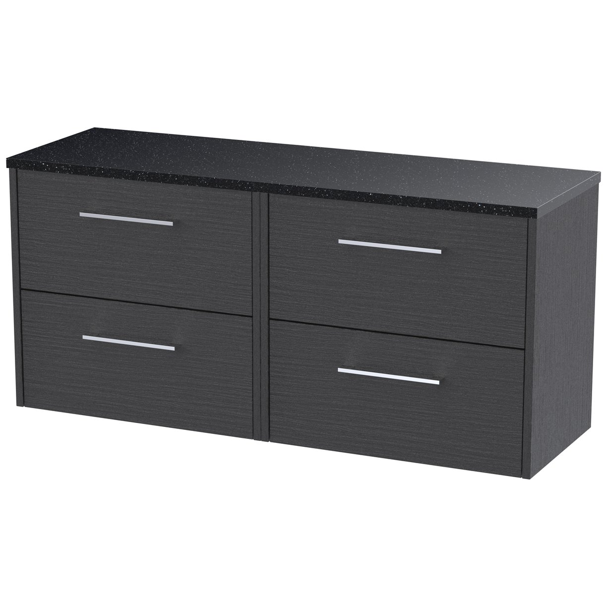 600 Wh 2-Drawer Vanity & Laminate Top - Graphite Grey Woodgrain