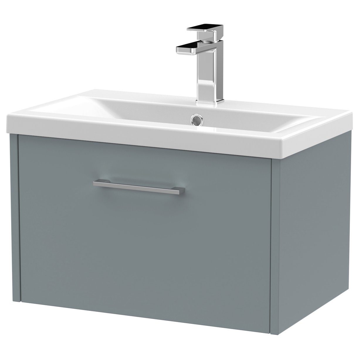 600 Wh Single Drawer Vanity & Basin 1 - Coastal Grey