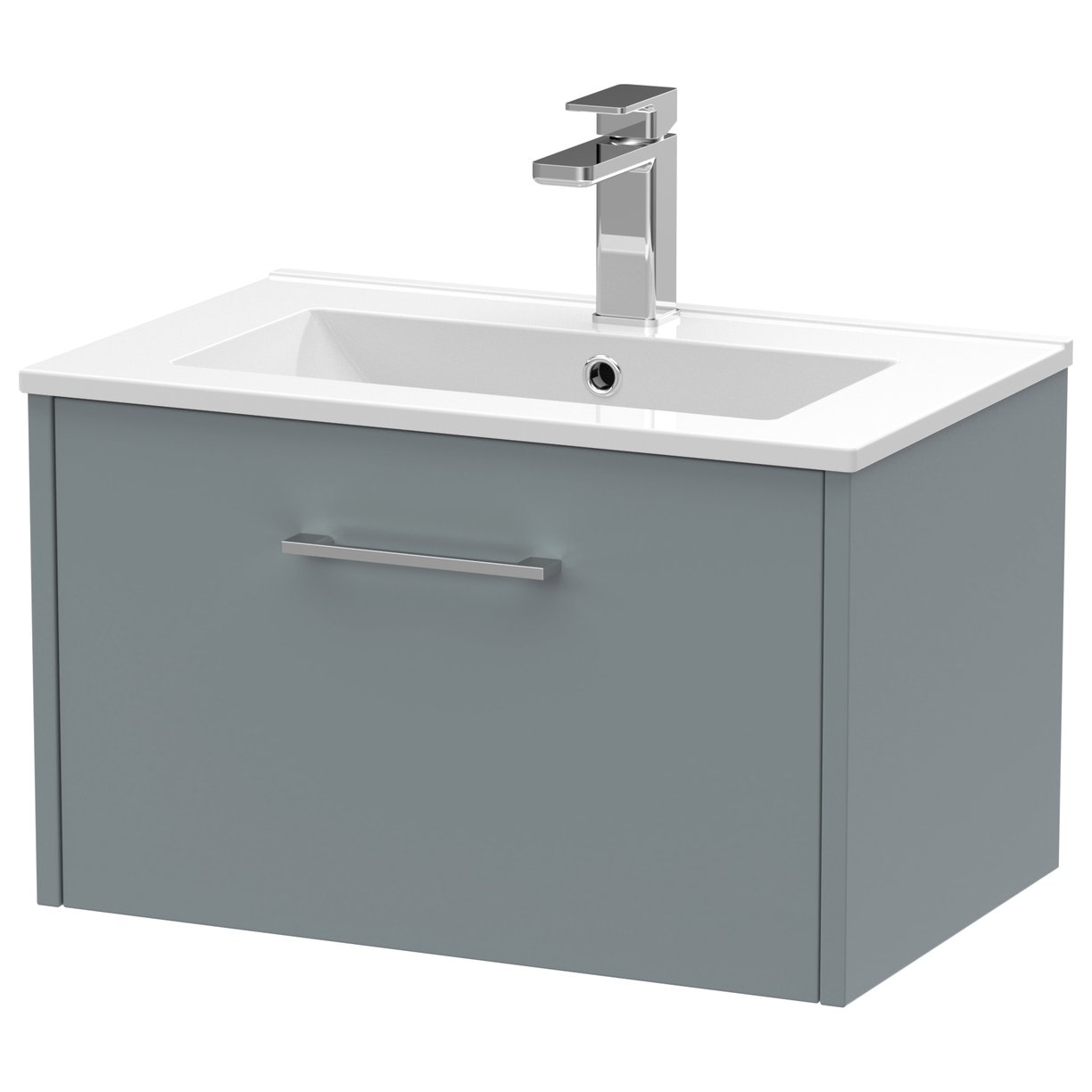 600 Wh Single Drawer Vanity & Basin 2 - Coastal Grey