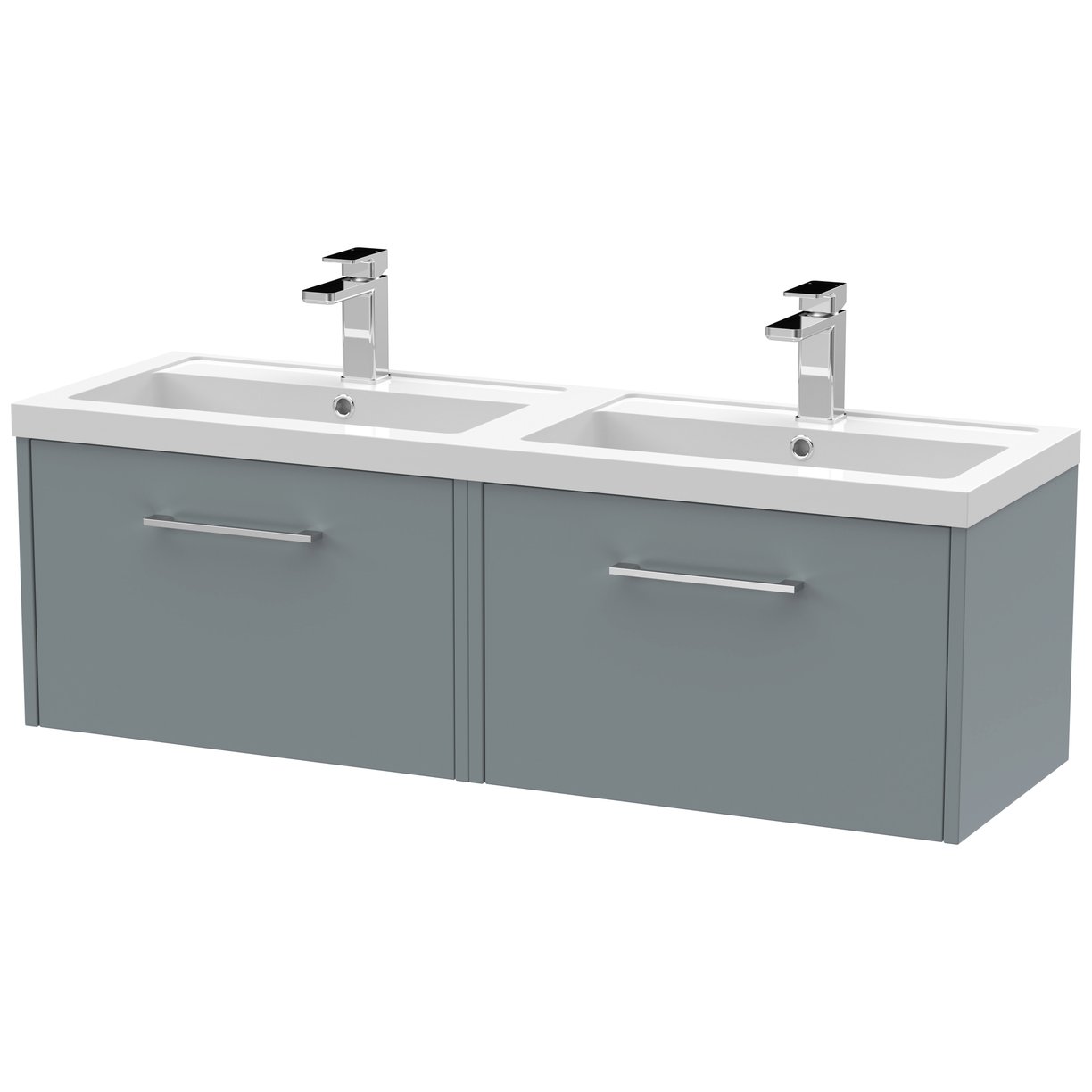 1200 Wh 2-Drawer Vanity & Double Basin - Coastal Grey
