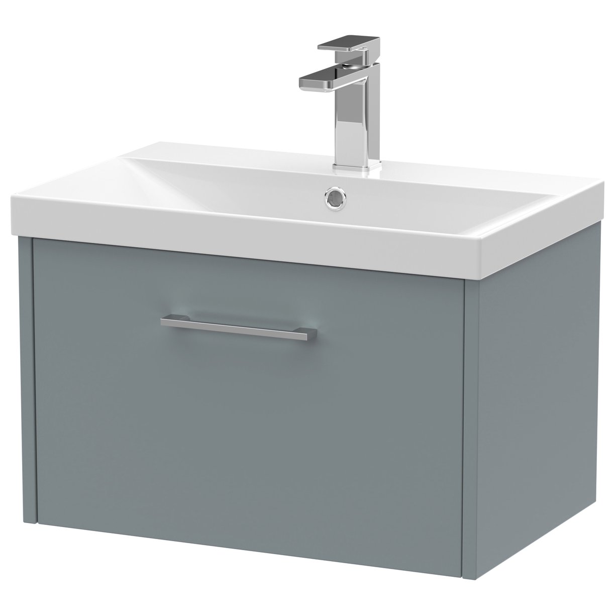 600 Wh Single Drawer Vanity & Basin 3 - Coastal Grey