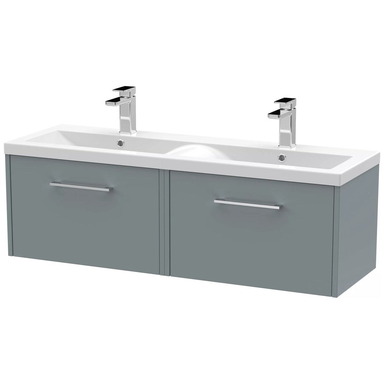 1200 Wh 2-Drawer Vanity & Double Basin - Coastal Grey