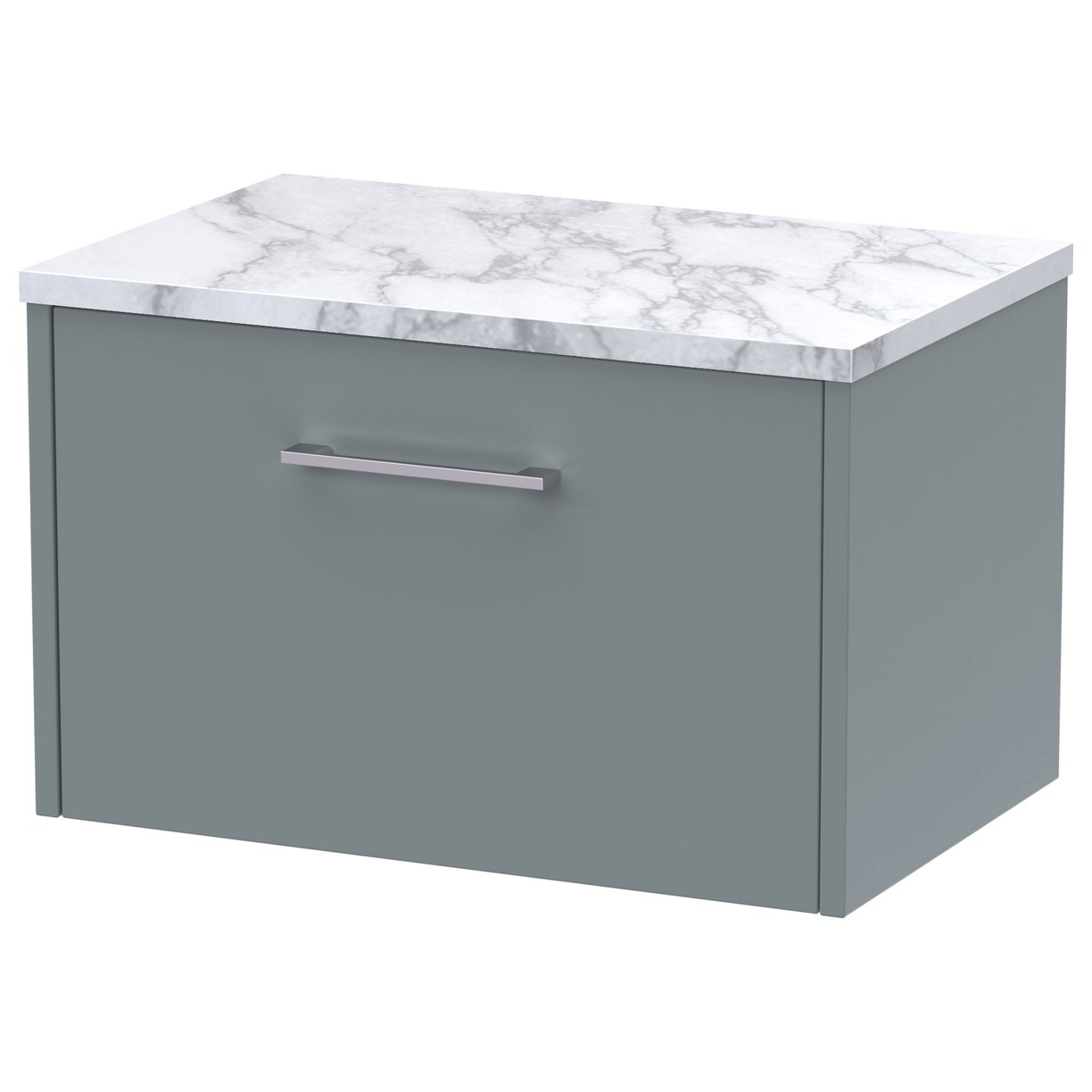 600 Wh Single Drawer Vanity & Laminate T - Coastal Grey