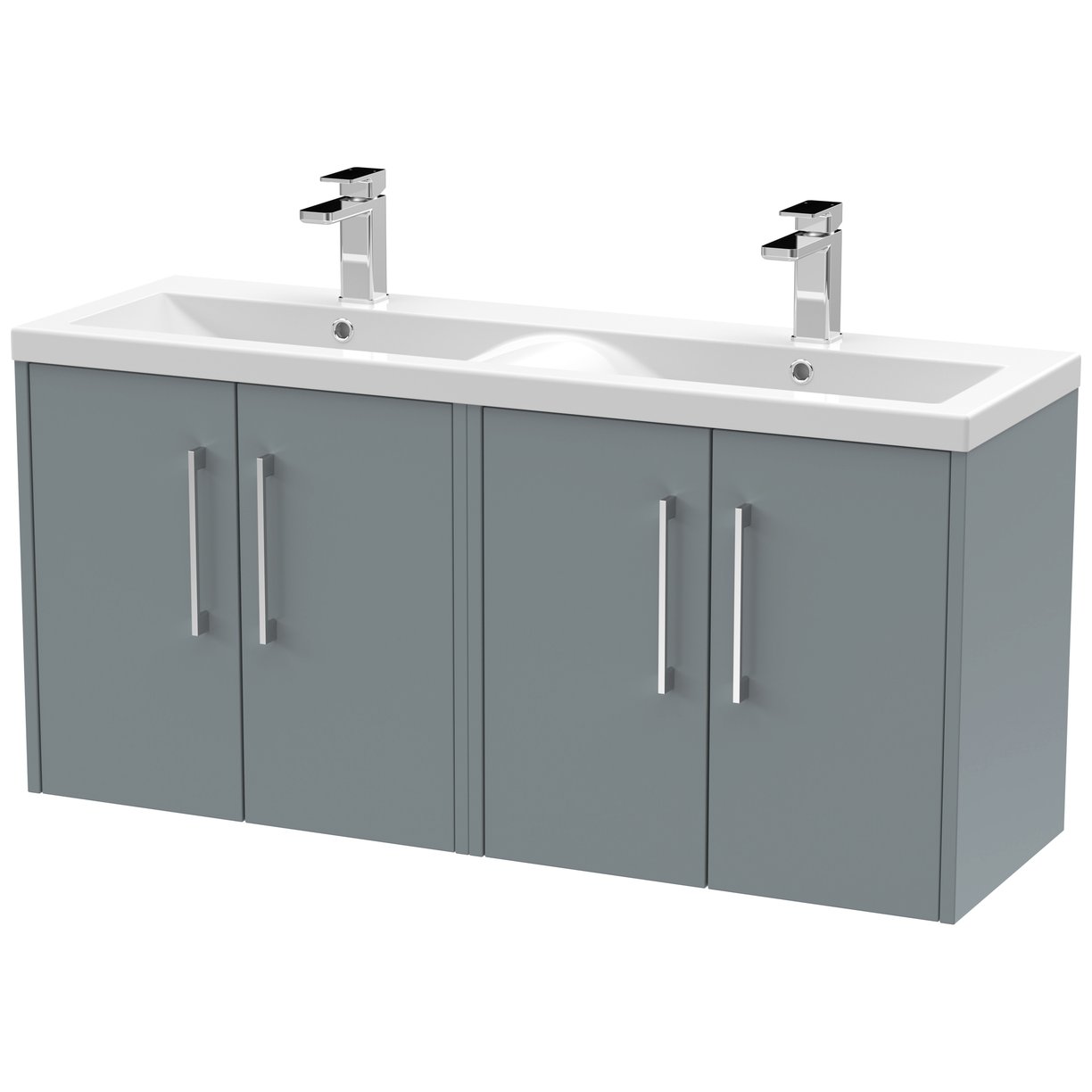 1200 Wh 4-Door Vanity & Double Basin - Coastal Grey