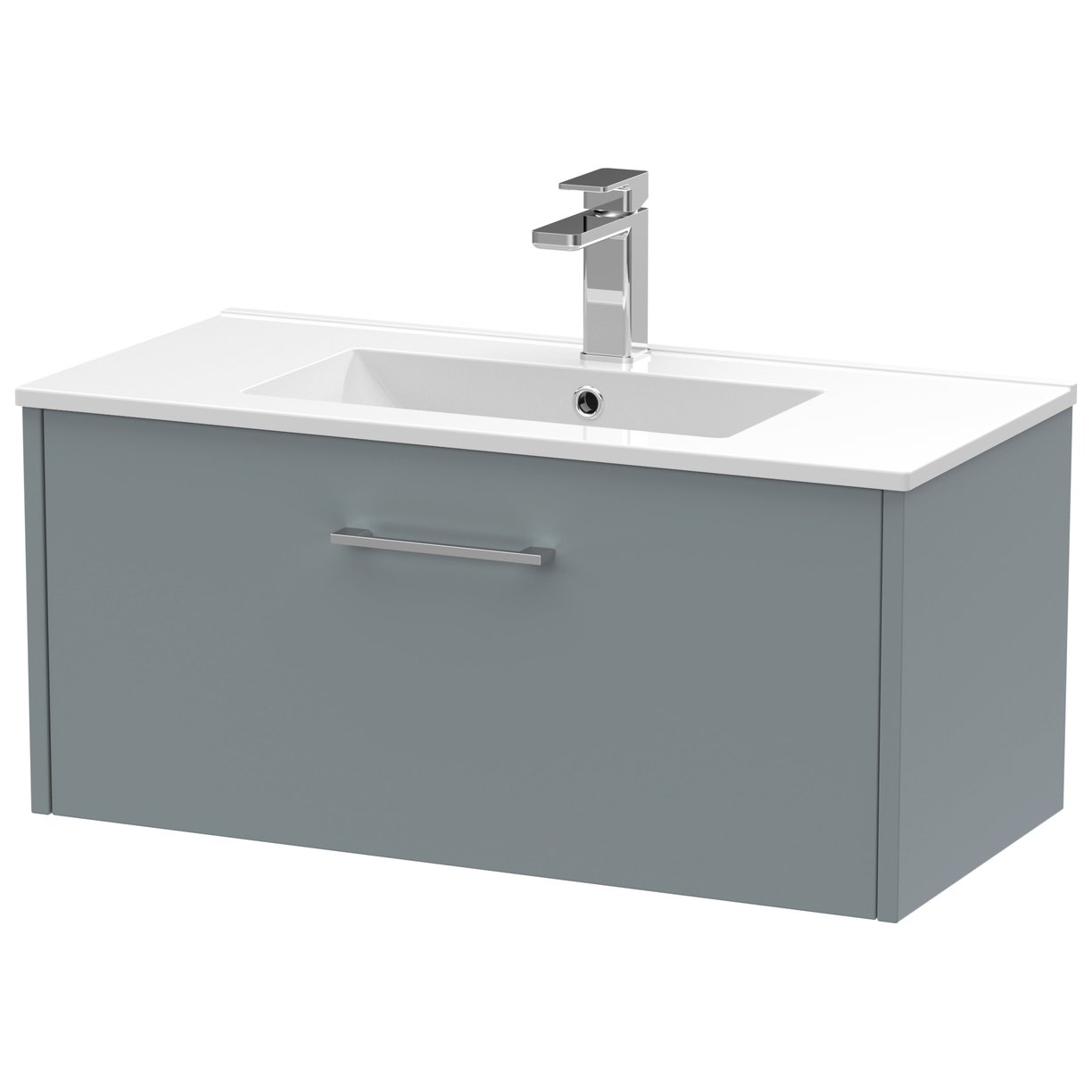 800 Wh Single Drawer Vanity & Basin 2 - Coastal Grey