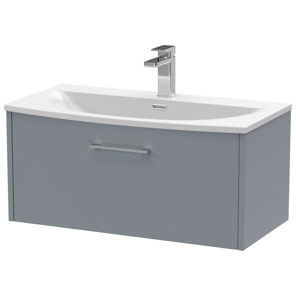 800 Wh Single Drawer Vanity & Basin 4 - Coastal Grey