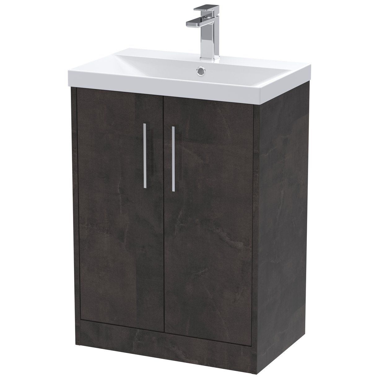 600 Fs 2-Door Vanity & Basin 3 - Metallic Slate