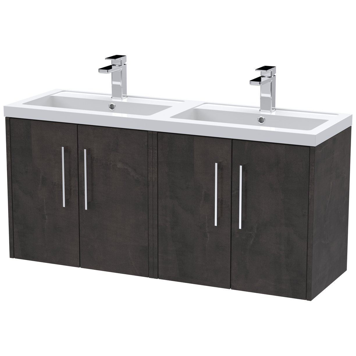 1200 Wh 4-Door Vanity & Double Basin - Metallic Slate