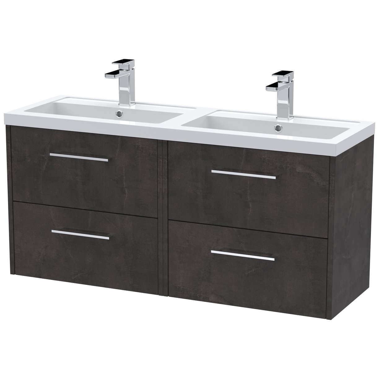 1200 Wh 4-Drawer Vanity & Double Basin - Metallic Slate
