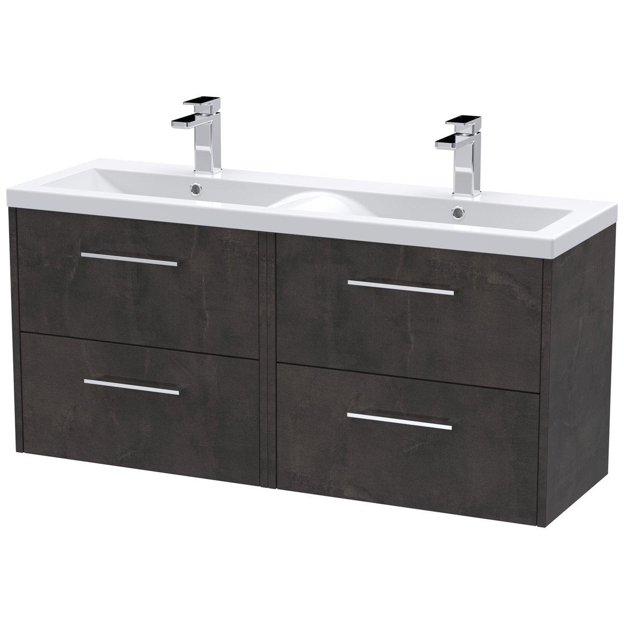 1200 Wh 4-Drawer Vanity & Double Basin - Metallic Slate