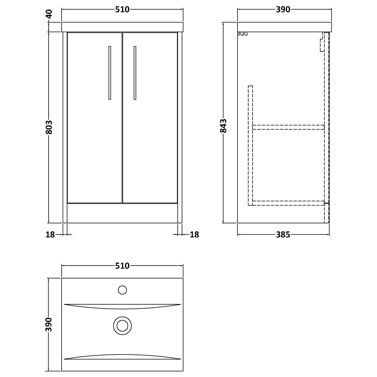 500 Fs 2-Door Vanity & Basin 1 - Indigo Blue