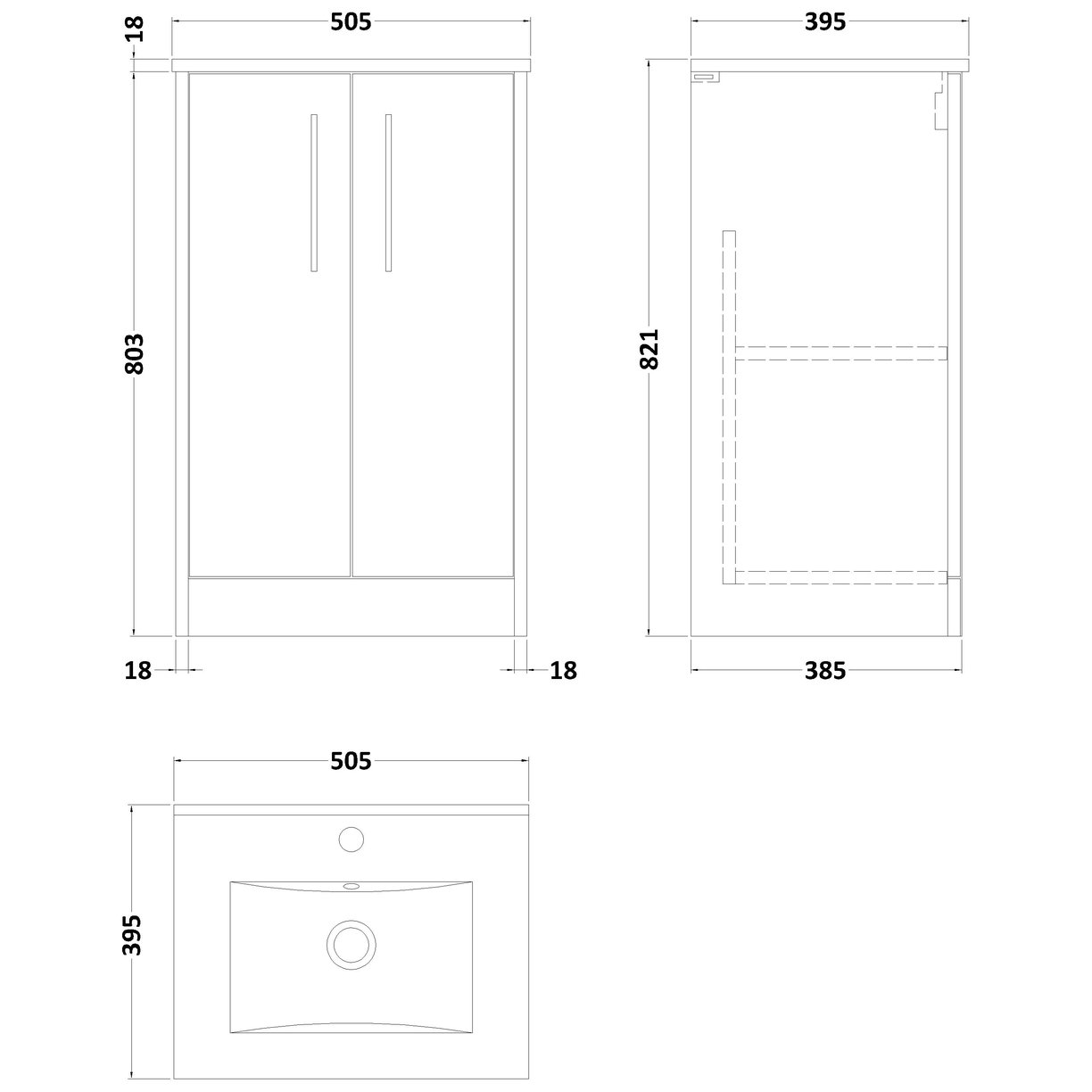 500 Fs 2-Door Vanity & Basin 2 - Indigo Blue