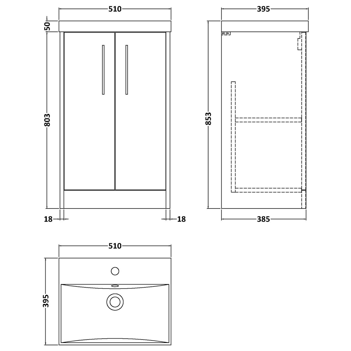 500 Fs 2-Door Vanity & Basin 3 - Indigo Blue