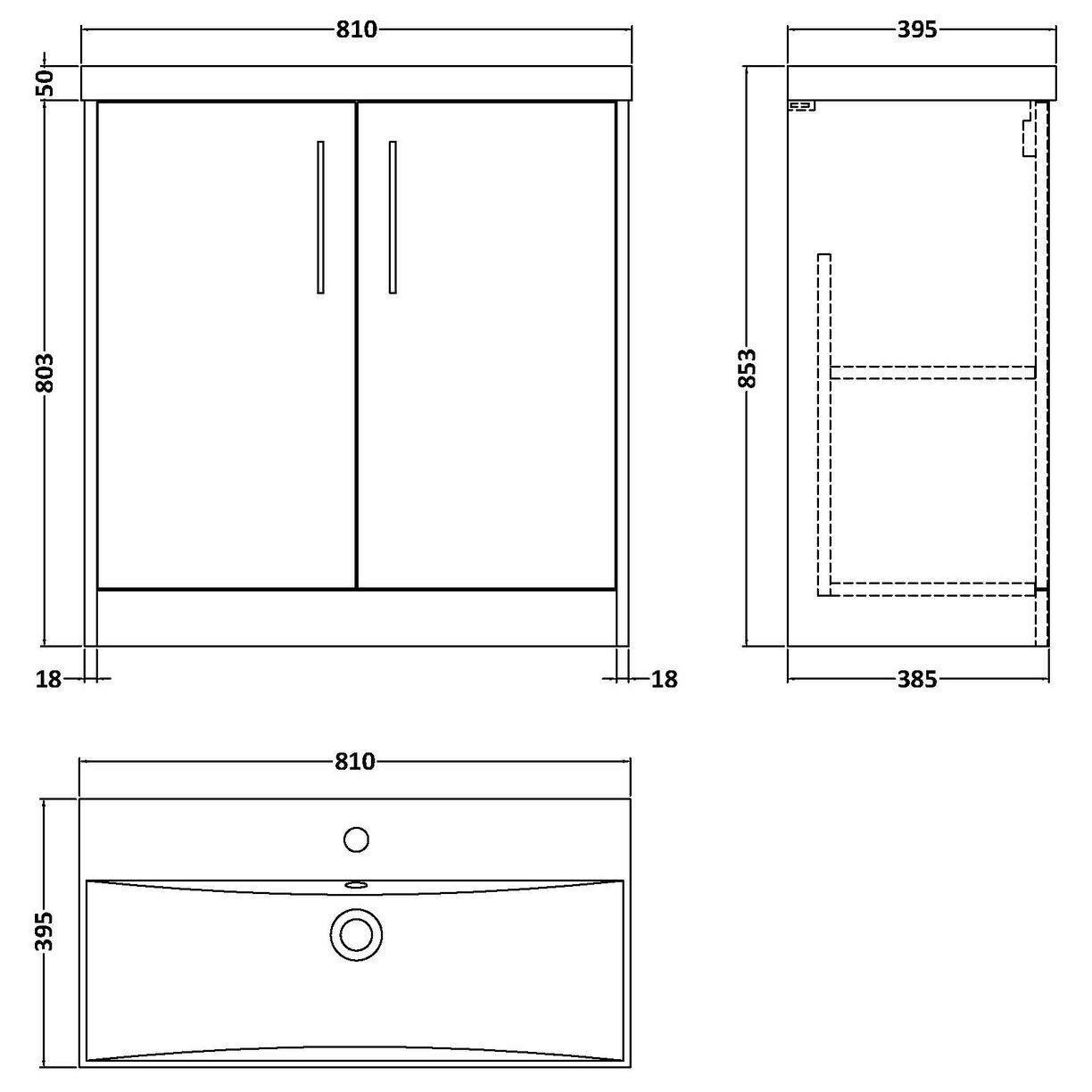 800 Fs 2-Door Vanity & Basin 3 - Indigo Blue