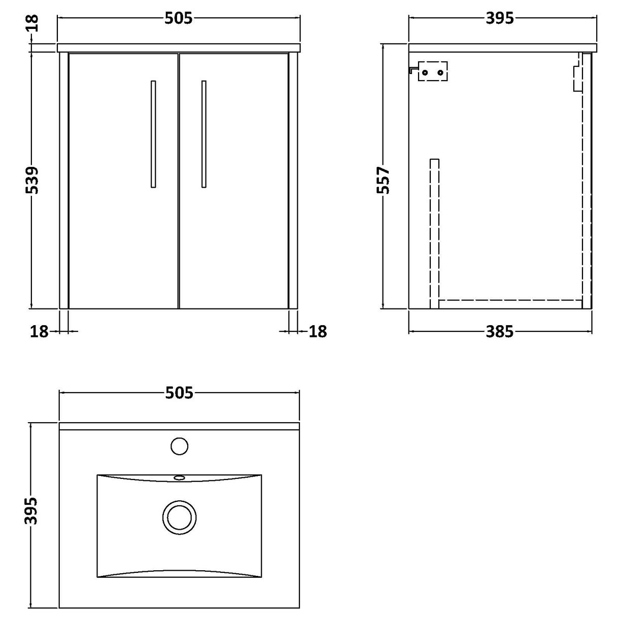 500 Wh 2-Door Vanity & Basin 2 - Indigo Blue