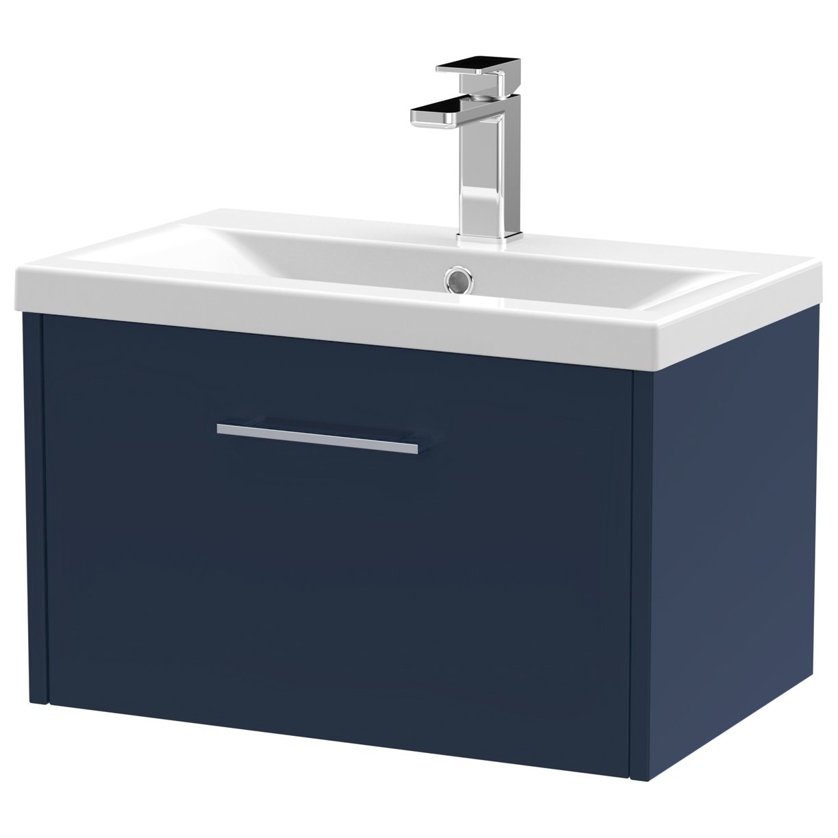 600 Wh Single Drawer Vanity & Basin 1 - Indigo Blue