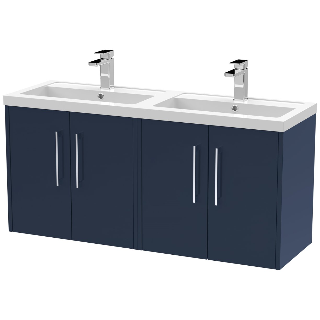1200 Wh 4-Door Vanity & Double Basin - Indigo Blue