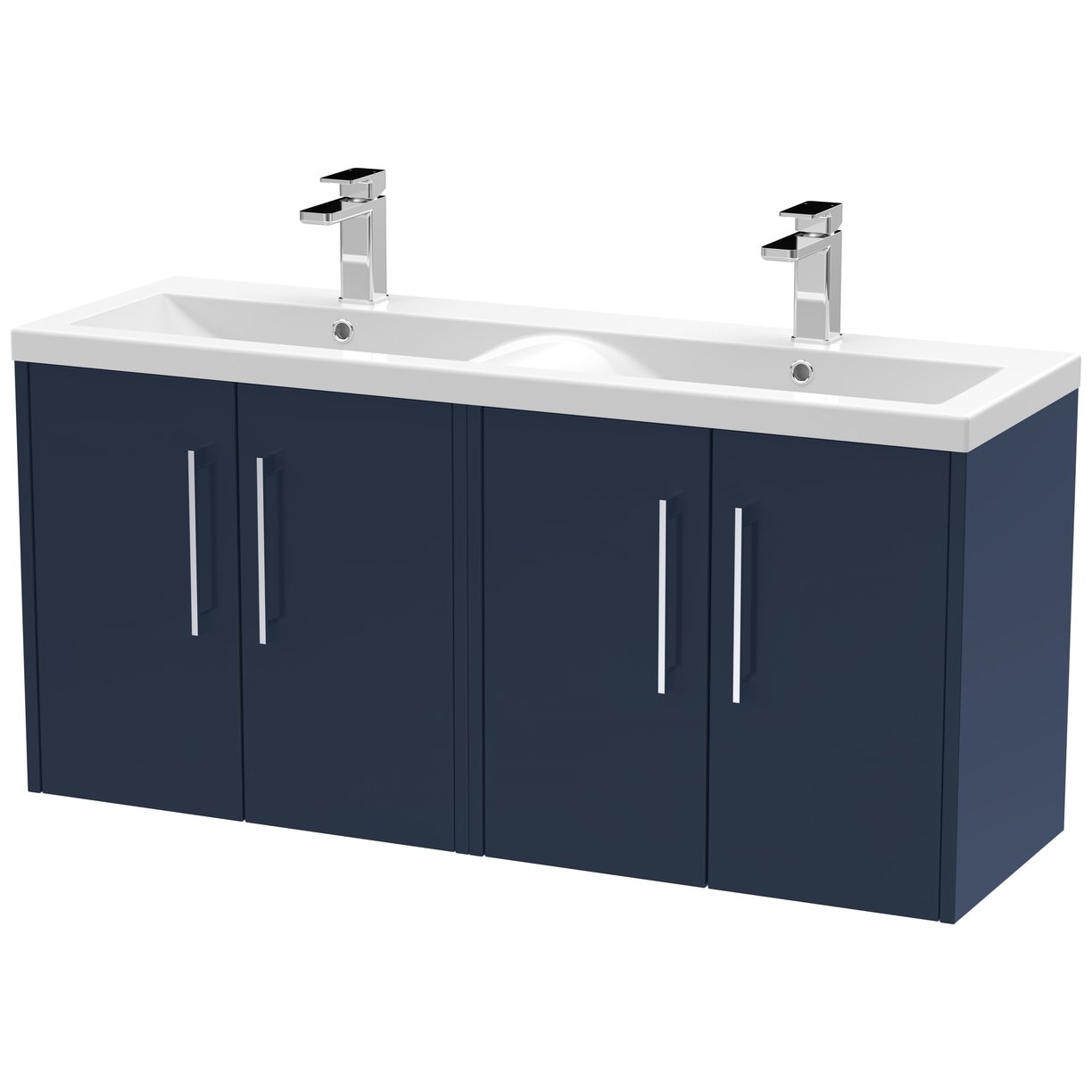 1200 Wh 4-Door Vanity & Double Basin - Indigo Blue