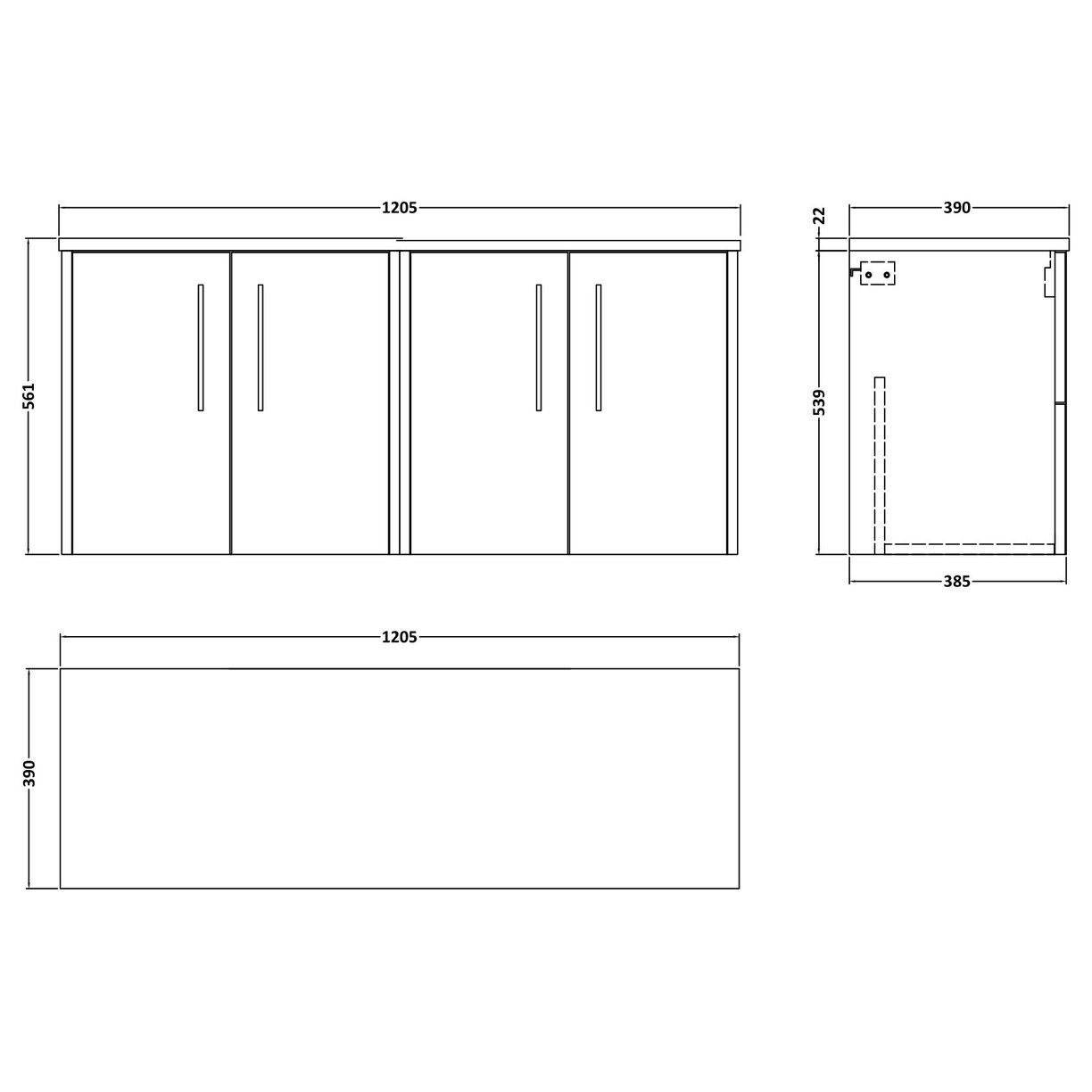 600 Wh 2-Door Vanity & Laminate Top - Indigo Blue