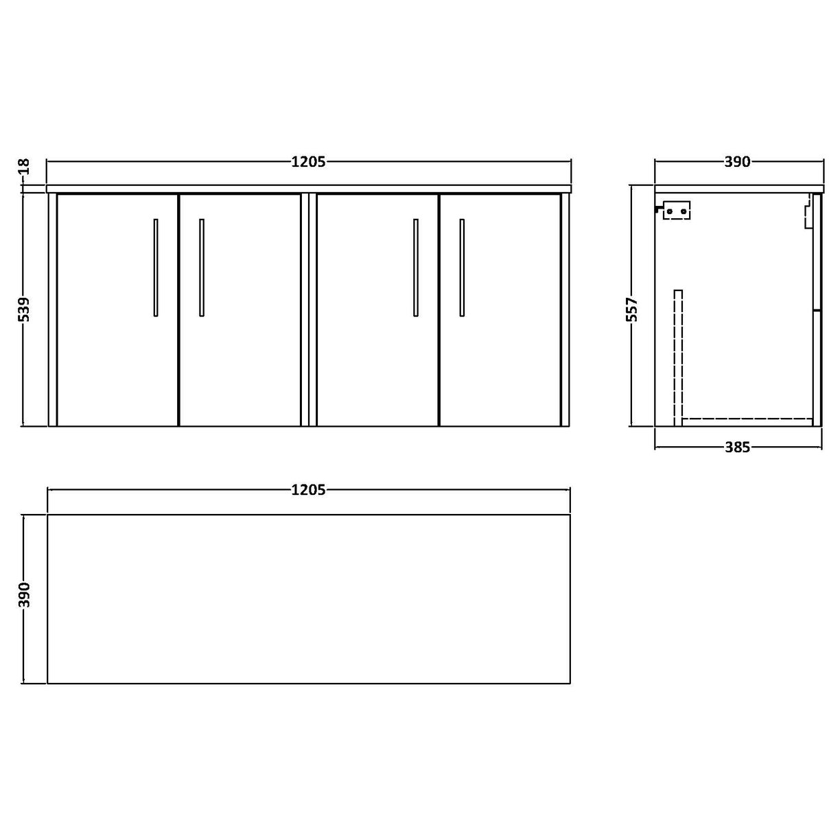 1200 Wh 4-Door Vanity & Worktop - Indigo Blue
