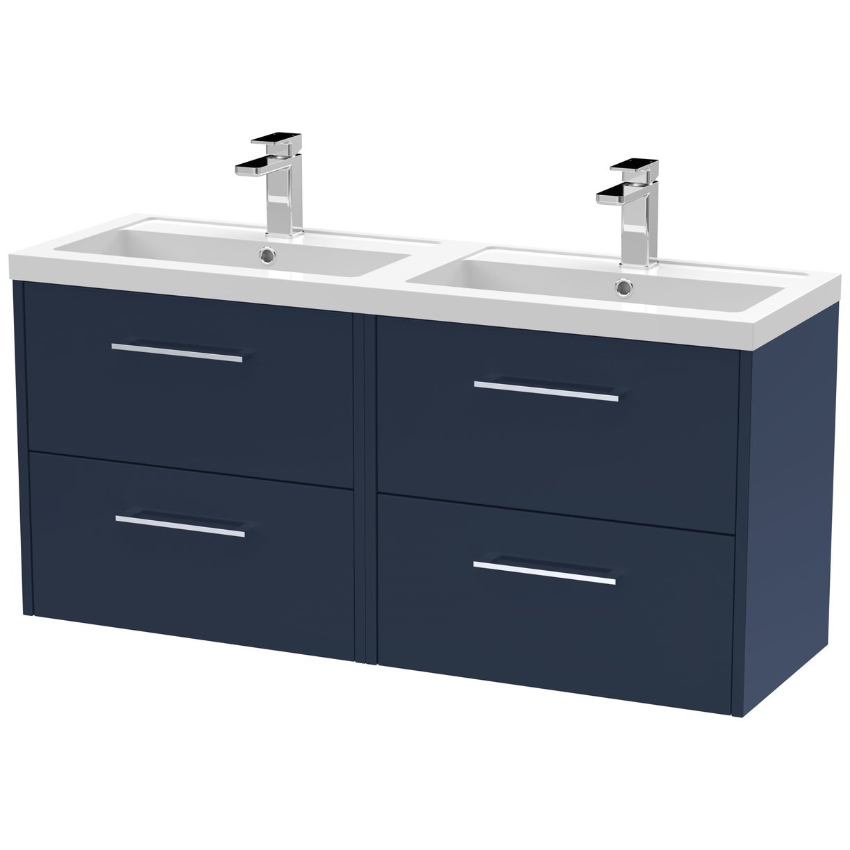 1200 Wh 4-Drawer Vanity & Double Basin - Indigo Blue