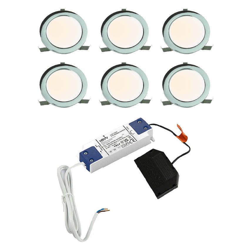Sola IP65 Round 6 Light Spot Kit Polished Chrome Natural White & Driver