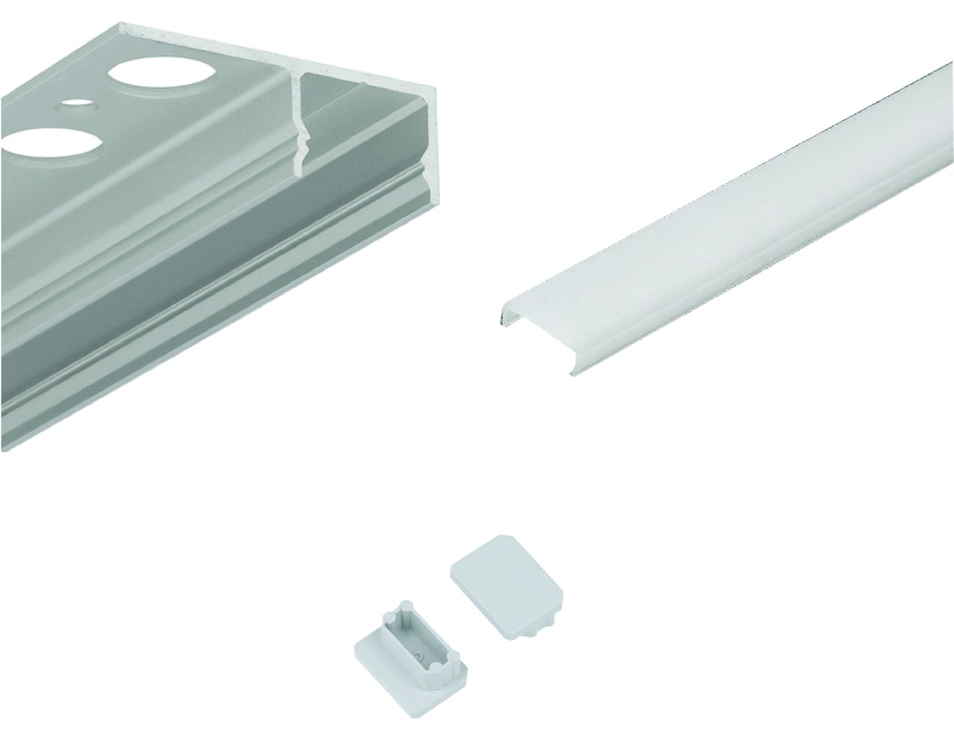 Aluminium 180 Degree Tile-In Profile Kit 2m