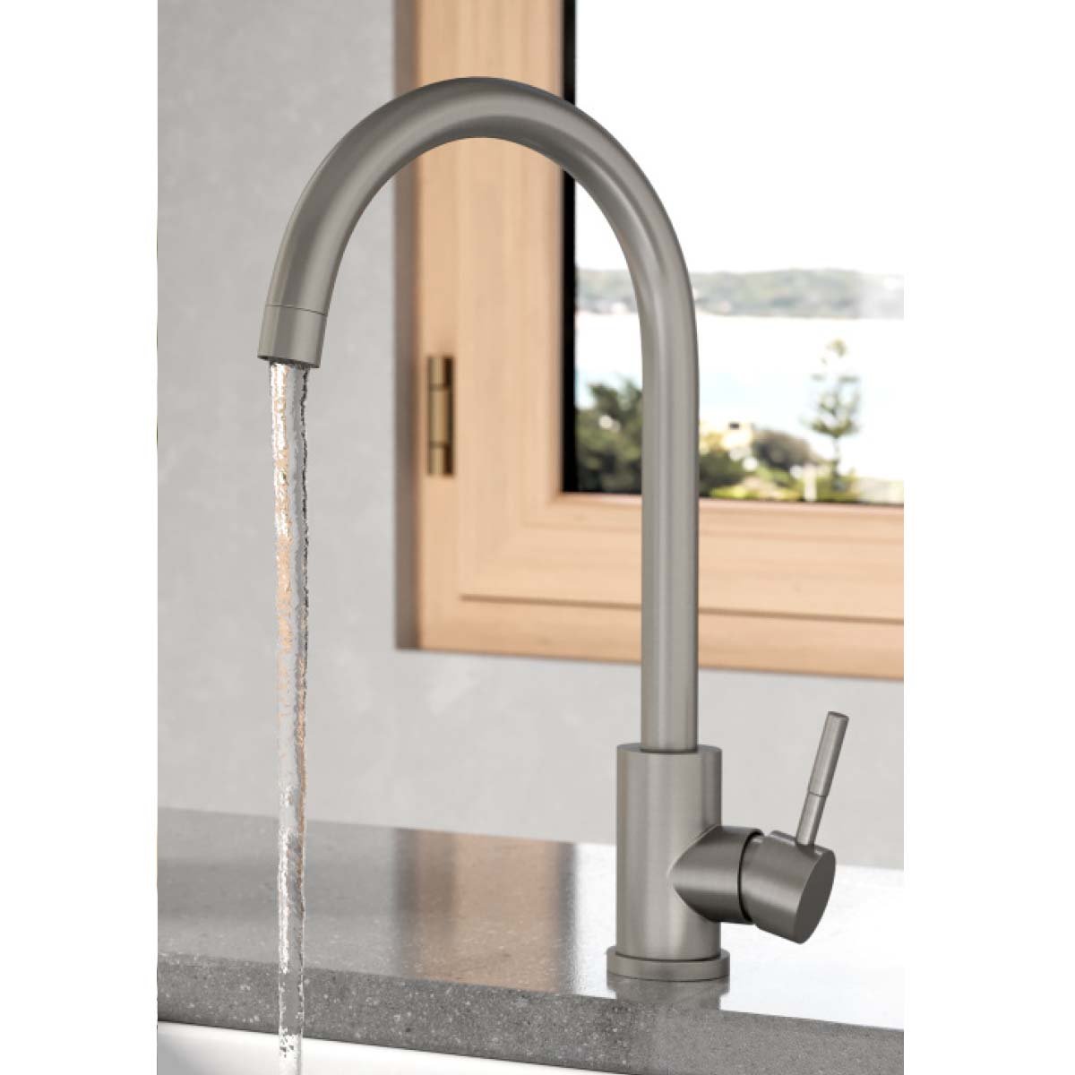 Manhattan Brushed Stainless Steel Kitchen Mixer Tap